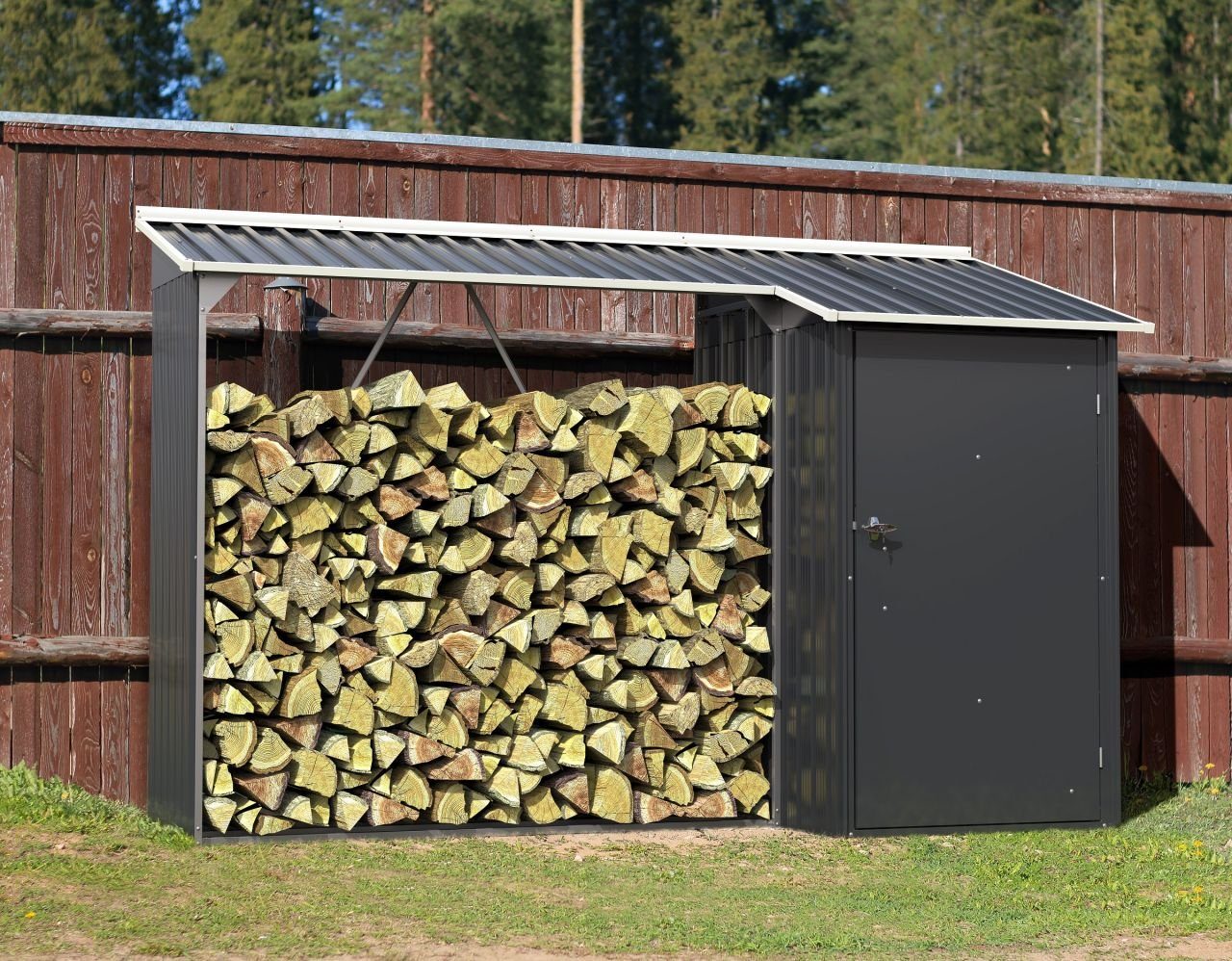 DURAMAX Kaminholz Duramax Kaminholzregal mit Aufbewahrungsschrank