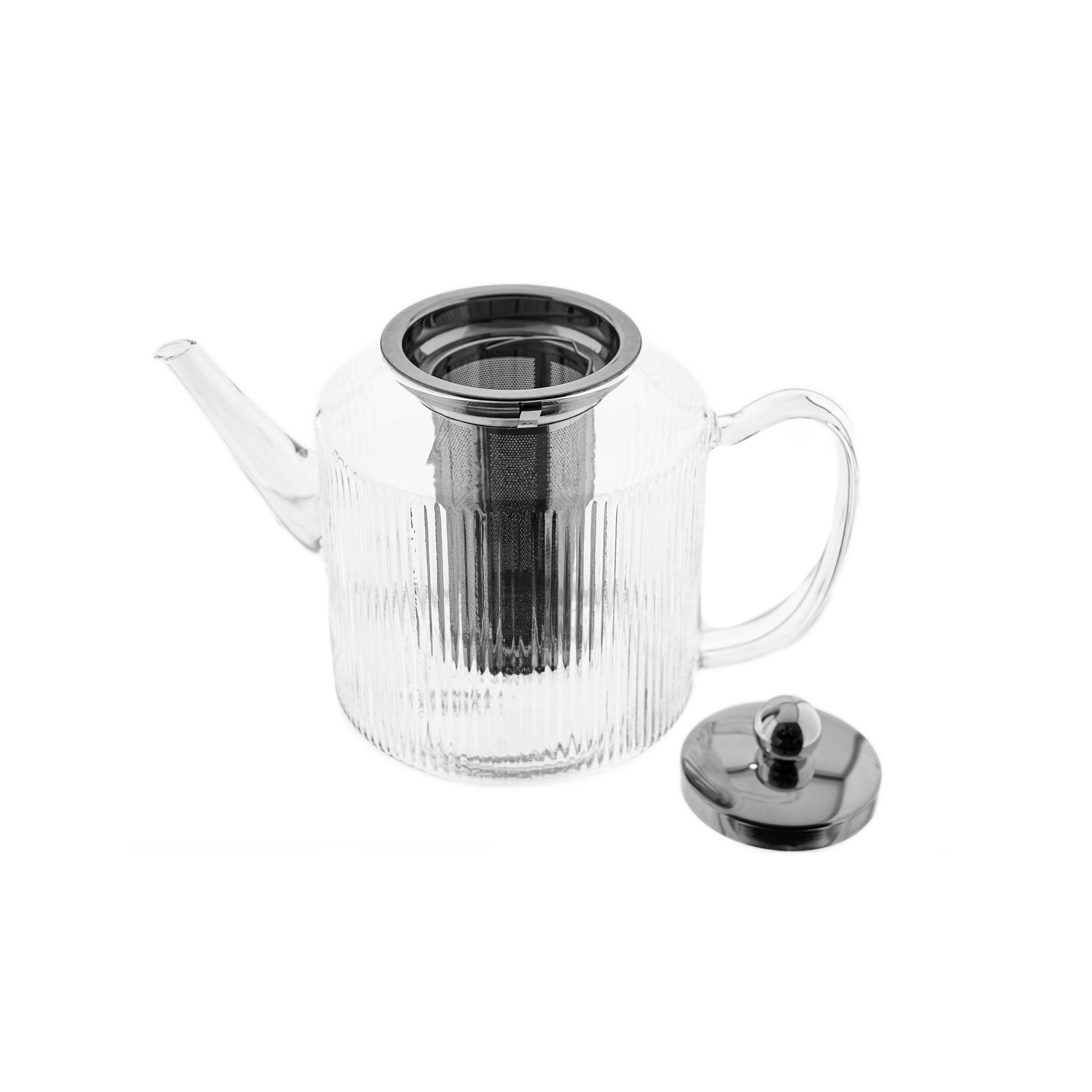 Almina Teekanne Freya Nuovo aus hochwertigem Borosilikatglas - 1L/2L, Relief-Design, (1-St), Borosilikatglas, 1L/2L, Relief Design