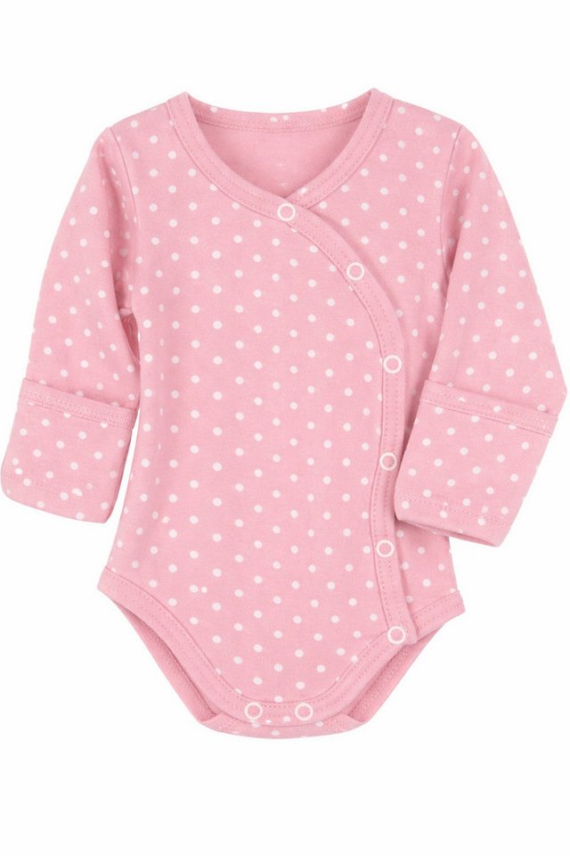 La Bortini Wickelbody Baby Body Langarmbody mit Kratzschutz in Puderrosa (1 Erstlingsbody, Body langarm für Neugeborene Mädchen) aus Baumwolle, 44 50 56 62 68 74