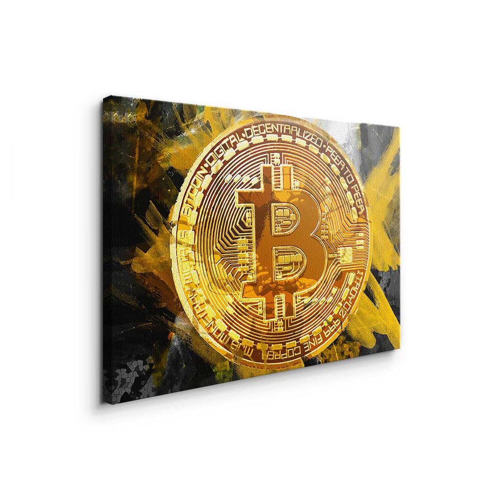 DOTCOMCANVAS® Leinwandbild, Premium - schwarzer Rahmen Leinwandbild Trading Bitcoin - Crypto - Painting