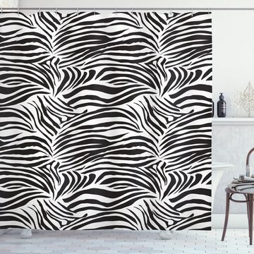 Abakuhaus Duschvorhang Moderner Digitaldruck mit 12 Haken auf Stoff Wasser Resistent Breite 175 cm, Höhe 180 cm, Schwarz-Weiss Wilde Zebra-Linien