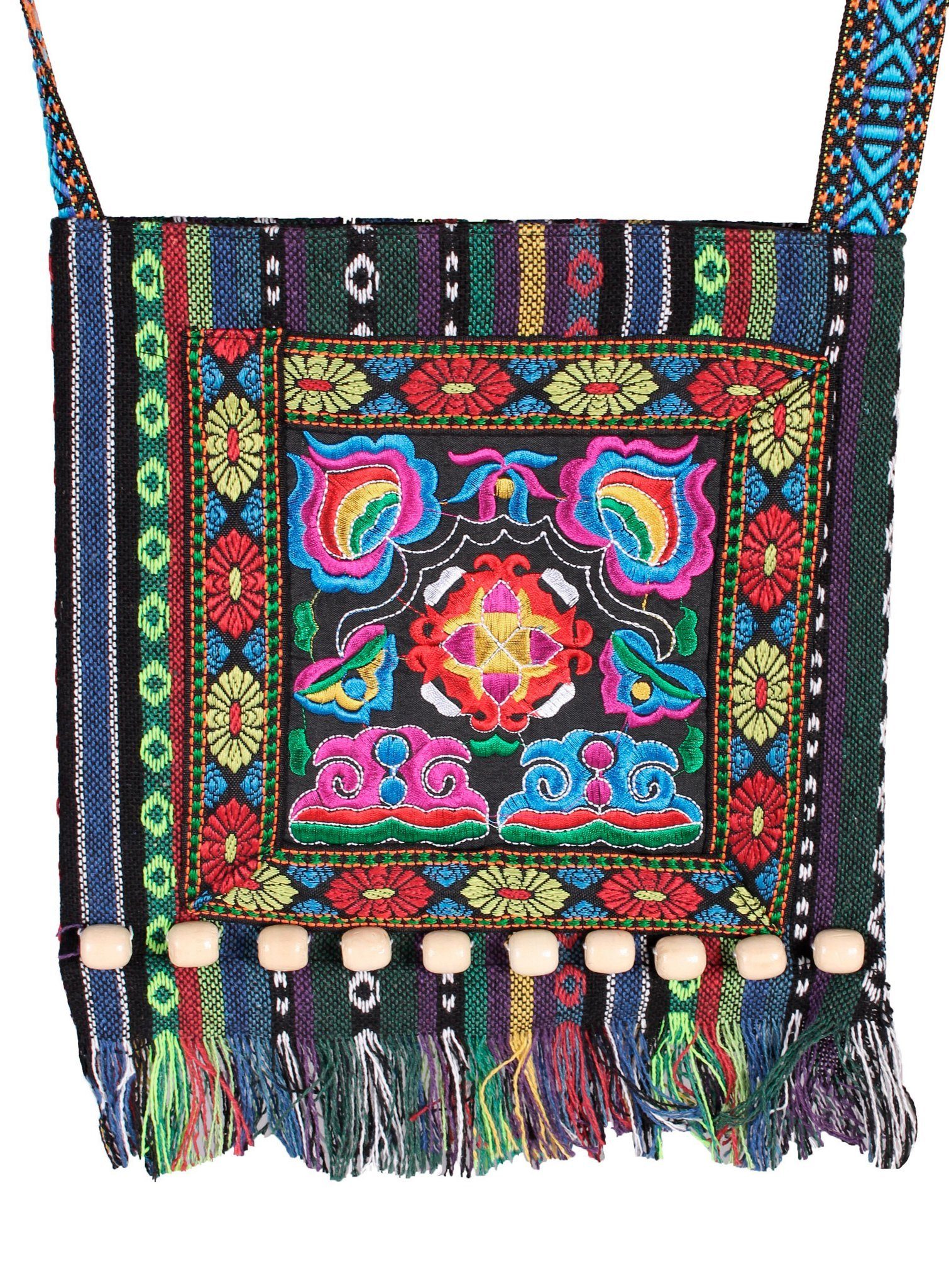 thetru Handtasche Hippie Kostüm Umhängetasche - Fasching Karneval, Stofftasche zum Umhängen im Anden-Stil