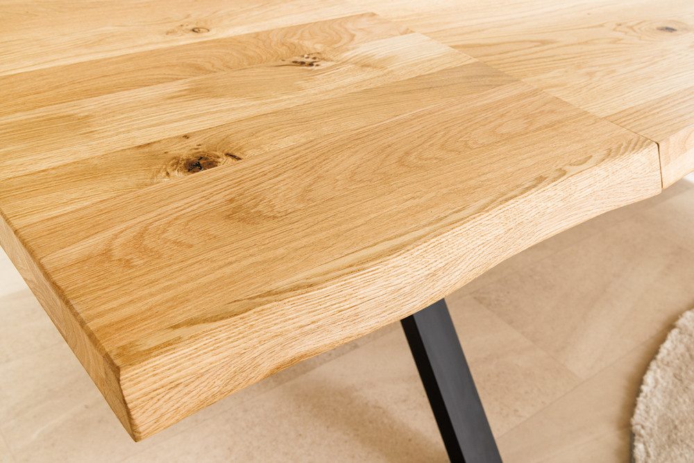 riess-ambiente Ansteckplatte WILD OAK 50cm natur - Wildeiche-Massivholz, geölt, mit Baumkante, Set, 2St., Verlängerungsplatten für Esstische – ideal für den Esstisch WILD