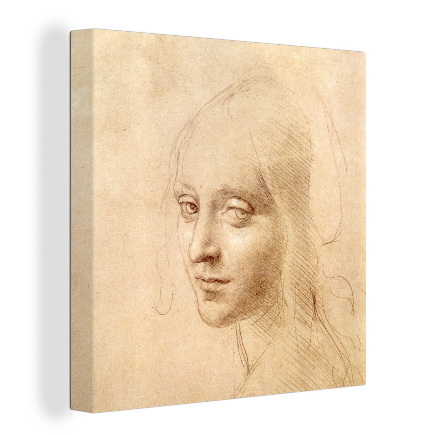 OneMillionCanvasses® Leinwandbild Skizze - Leonardo da Vinci, (1 St), Leinwand Bilder für Wohnzimmer Schlafzimmer bunt | Leinwandbilder