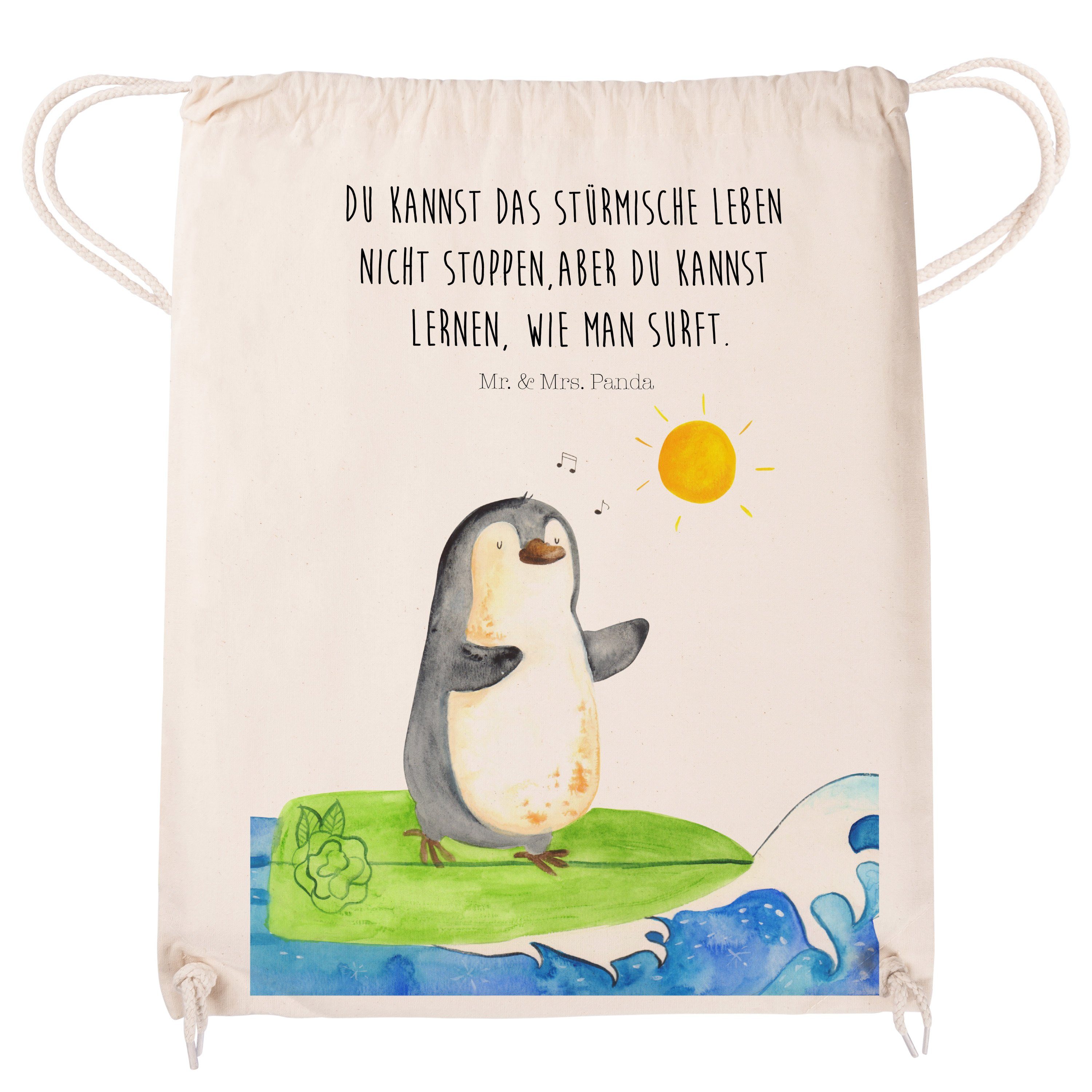 Mr. & Mrs. Wellen, Surfer Sporttasche Sportbeutel Panda Transparent Geschenk, - (1-tlg) Pinguin - Urlaub