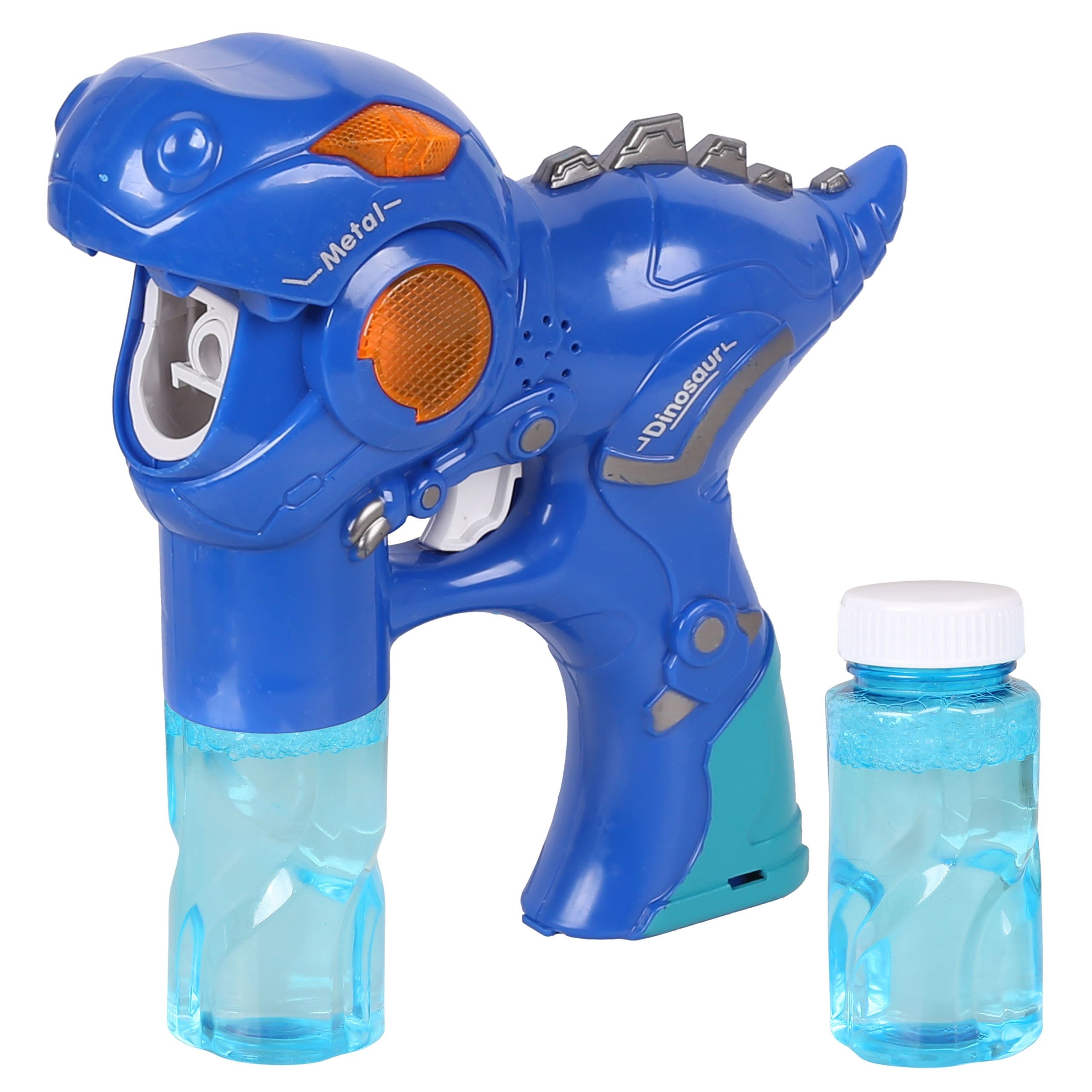 Sarcia.eu Seifenblasenpistole Dinosaurier Seifenblasenpistole mit LED,Sound +2 Nachfüllflaschen BLAU