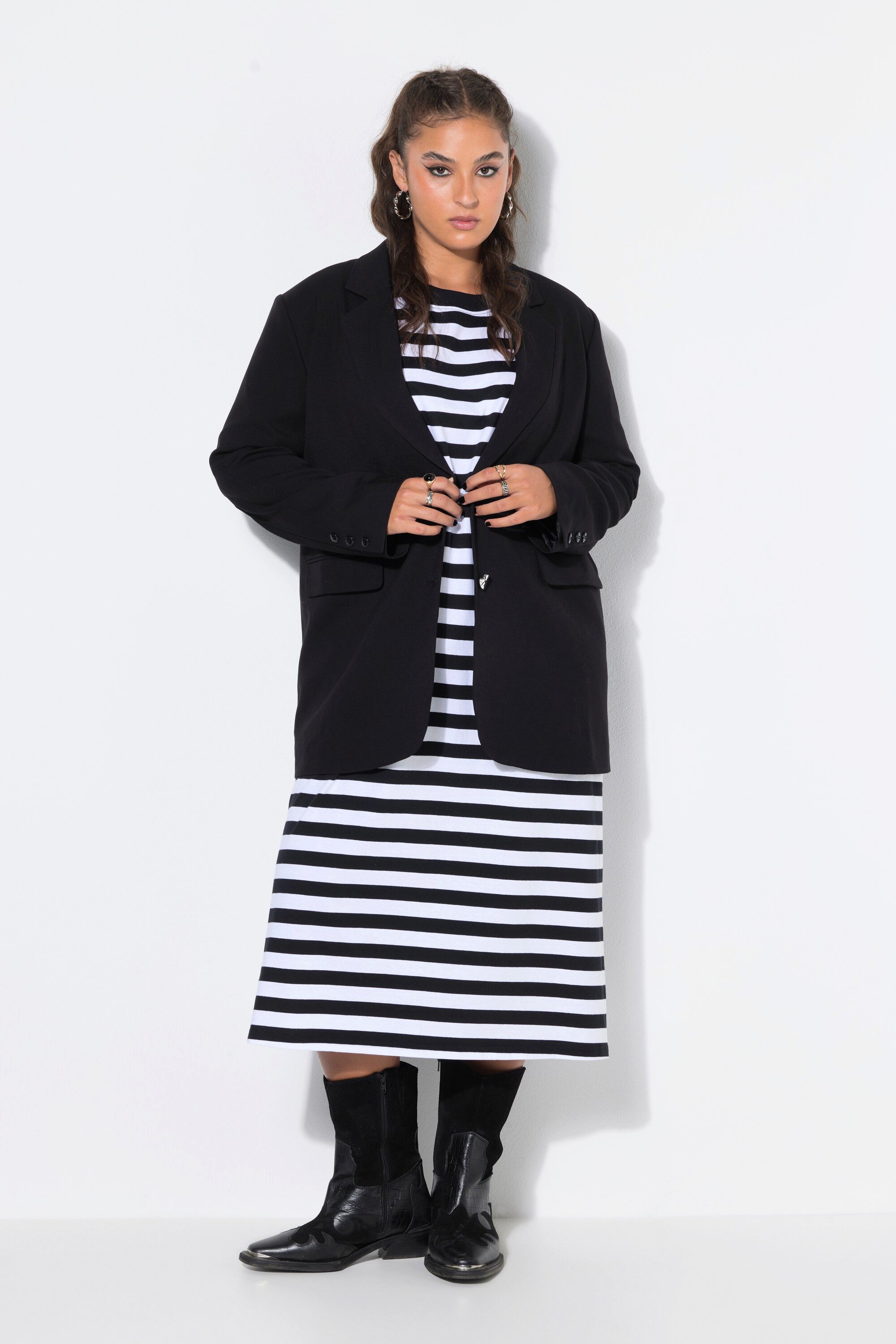Studio Untold Blusenblazer Oversize-Blazer silberne Herz-Knöpfe