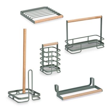 Zeller Present Küchenorganizer-Set Utensilienhalter, Metall/Buche, salbei