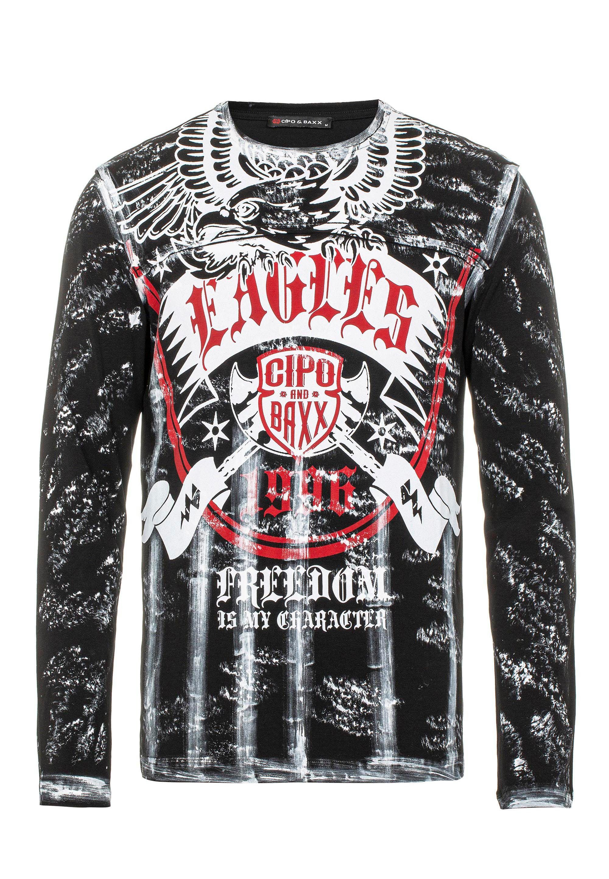 Langarmshirt Cipo coolem Baxx mit Frontprint &