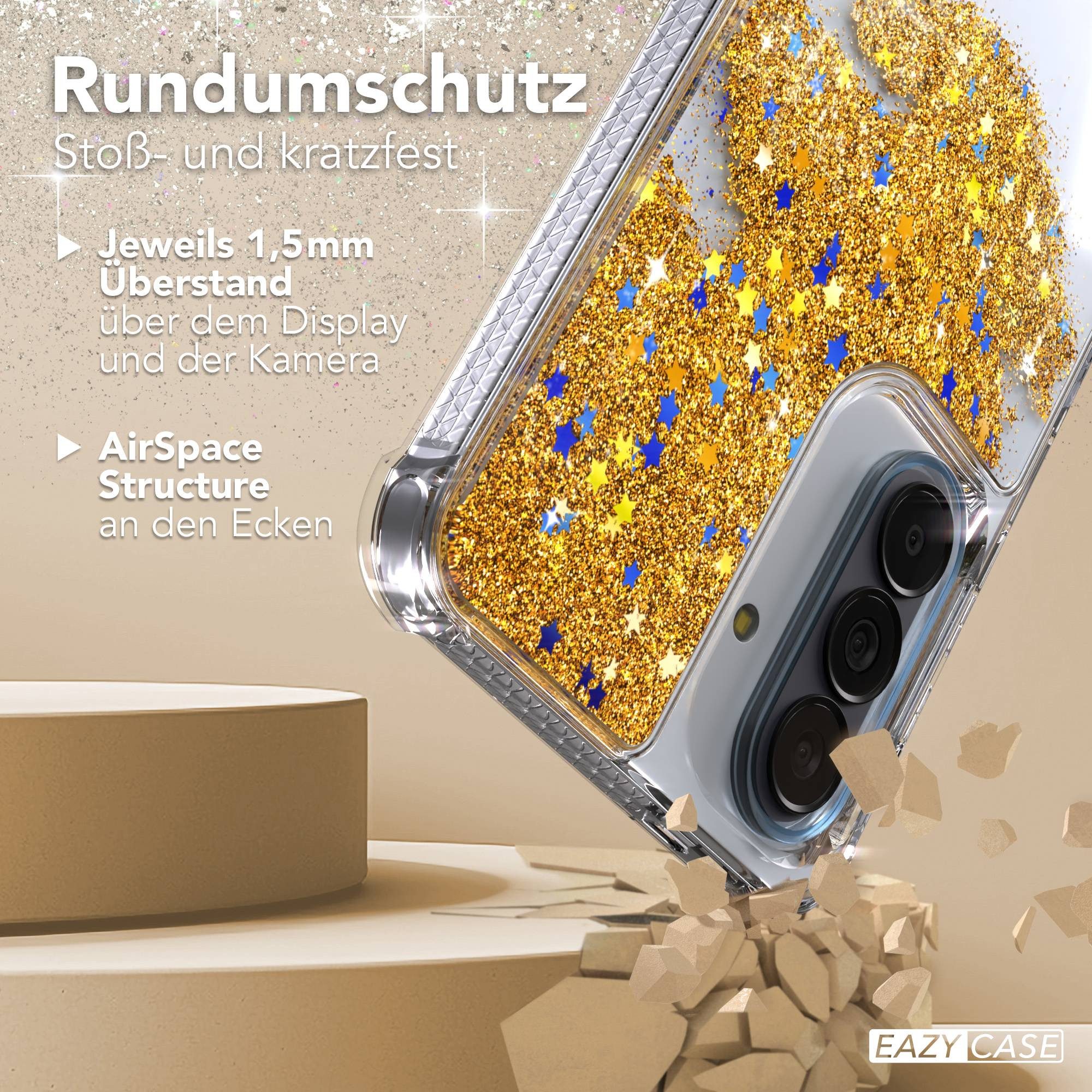 EAZY CASE Handyhülle Liquid Glittery Case für Samsung Galaxy A57 6,7 Zoll, Durchsichtig Back Case Handy Softcase Silikonhülle Glitzer Cover Gold – Bild 5 von 5