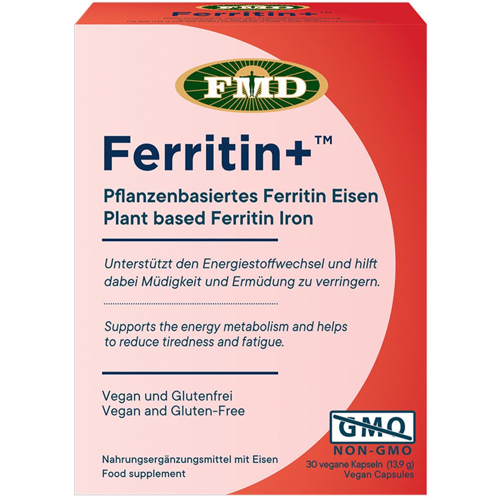 Flora Manufacturing & Distributing Ltd Ferritin+™ Eisen – Pflanzliches Ferritin-Eisen, hoch bioverfügbar - 30 Kapseln, 13.9 g, Hochwertige vegane Premiumqualität - 10 mg Eisen pro Kapsel