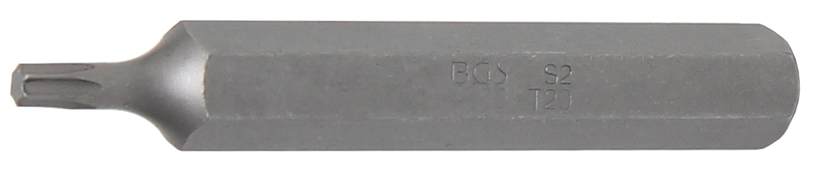 BGS technic Bit-Schraubendreher Bit, Länge 75 mm, Antrieb Außensechskant 10 mm (3/8), T-Profil (für Torx) T20 | Schraubendreher