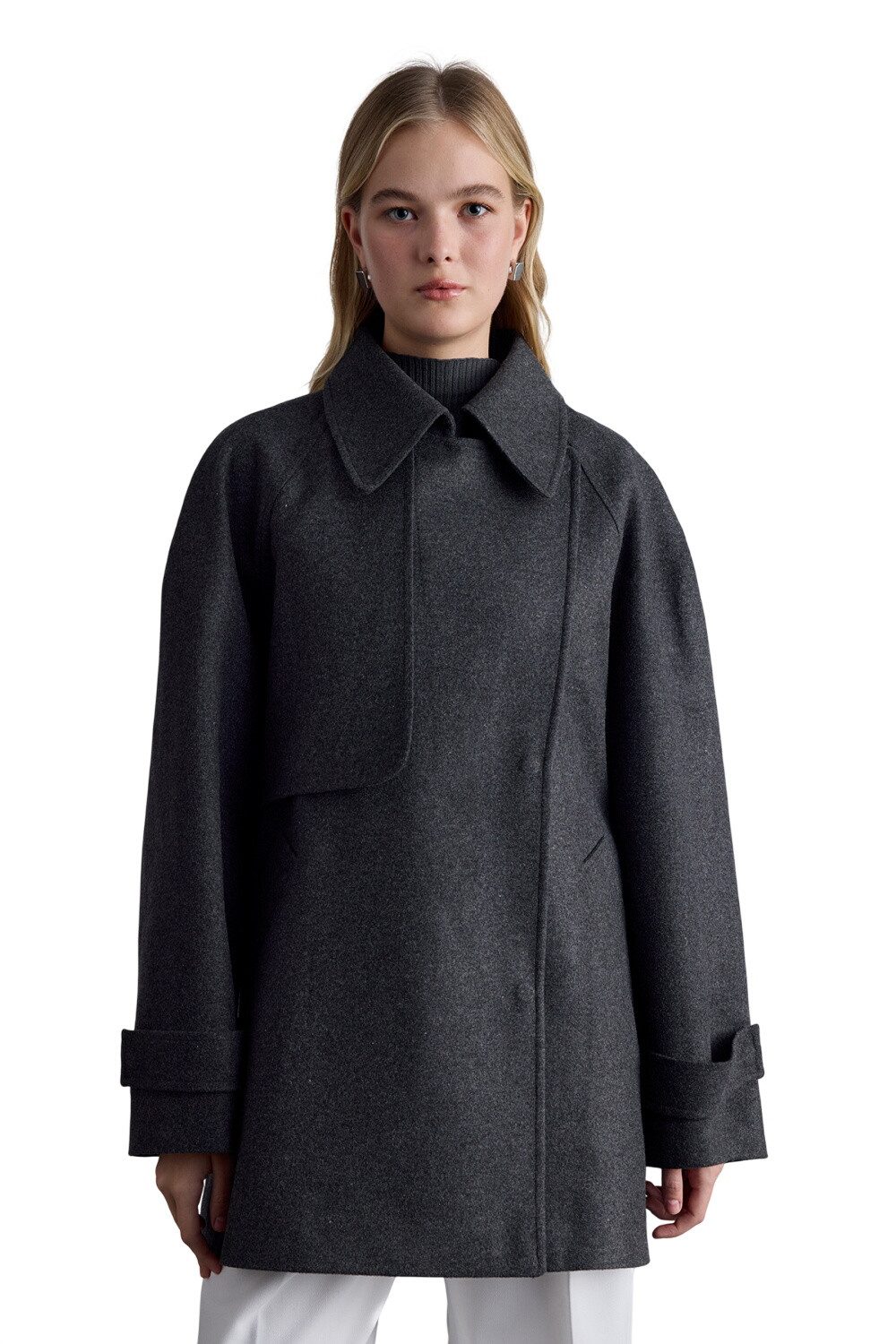 MANUKA Wintermantel MARI DOPPELREIHIGER TRENCHMANTEL SCHWARZ