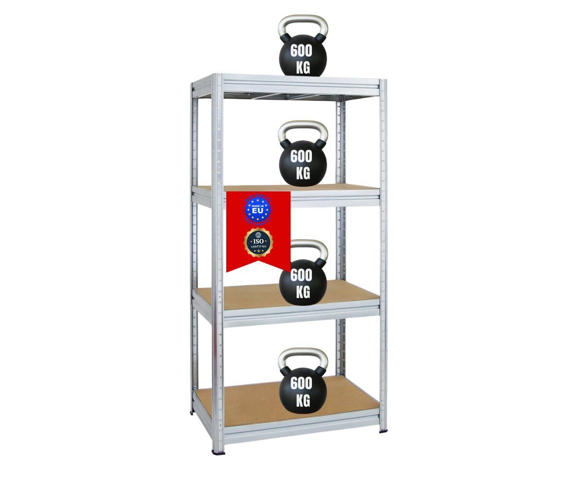PROREGAL® Schwerlastregal Robustes Steckregal Lastenregal DINO mit 4 stabilen Fachböden, 4 Ebenen Steckmontage ohne Werkzeug hohe Belastbarkeit