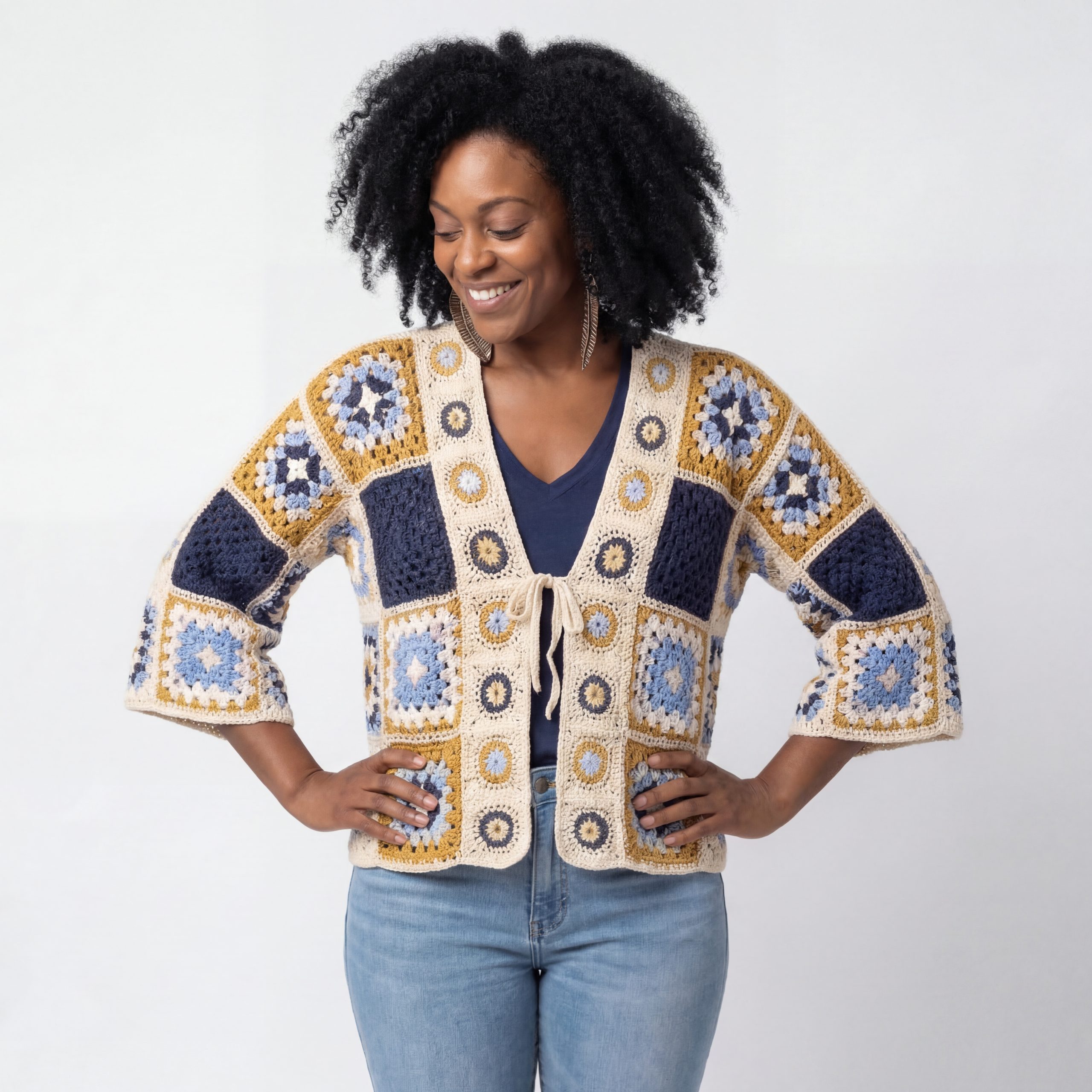 OriginalYou Strickjacke Damen Häkel Jacke Sommerjacke Strick Bolero One Size 38-42 (38/40 relaxed, 40/42 regular), Vintage Sommerlook