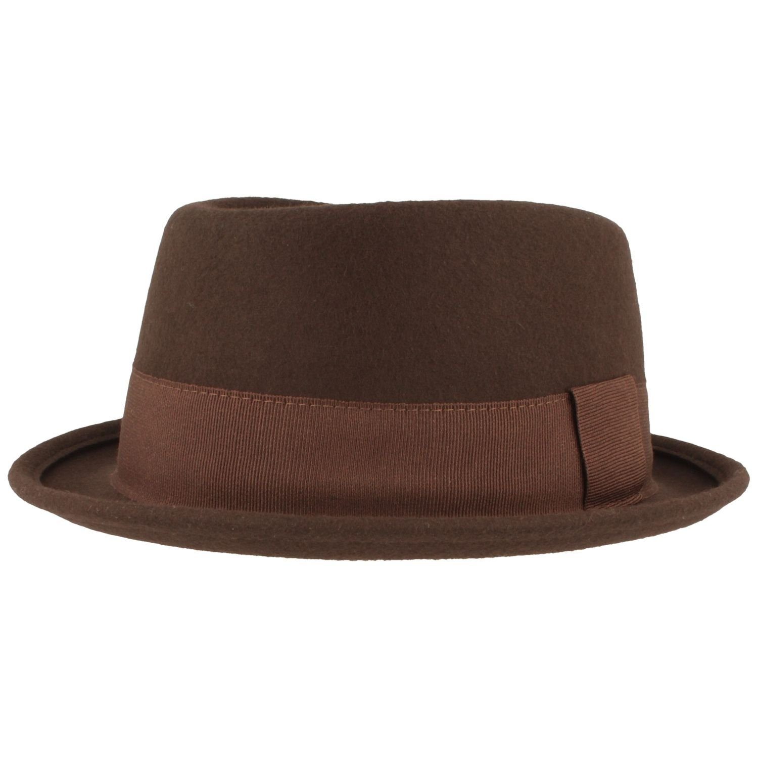 Breiter Filzhut Modischer Pork-Pie aus Wolle unifarben günstig online kaufen
