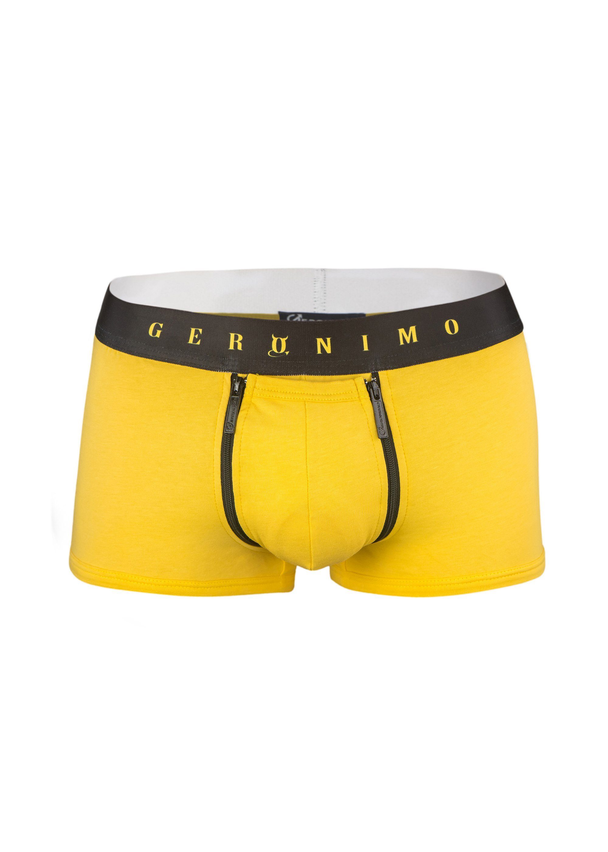 Geronimo Boxershorts Erotic Push or Zipp Boxer mit Reißverschluss Yellow (Mini-Boxer, 1-St) erotisch