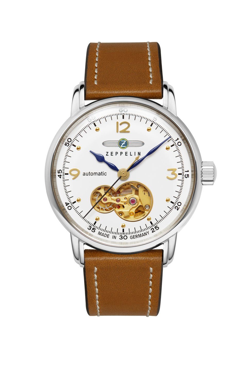 ZEPPELIN Automatikuhr Barcelona 9567-1, Armbanduhr, Damenuhr, Made in Germany, Mechanische Uhr, Lederarmband