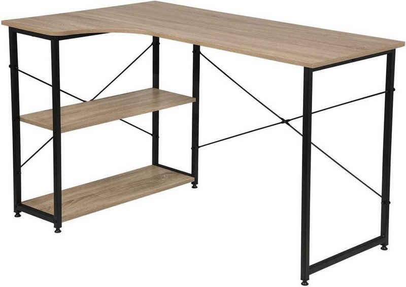 EUGAD Schreibtisch, Arbeitstisch mit Bücherregal Holz 120x74x71,5 cm