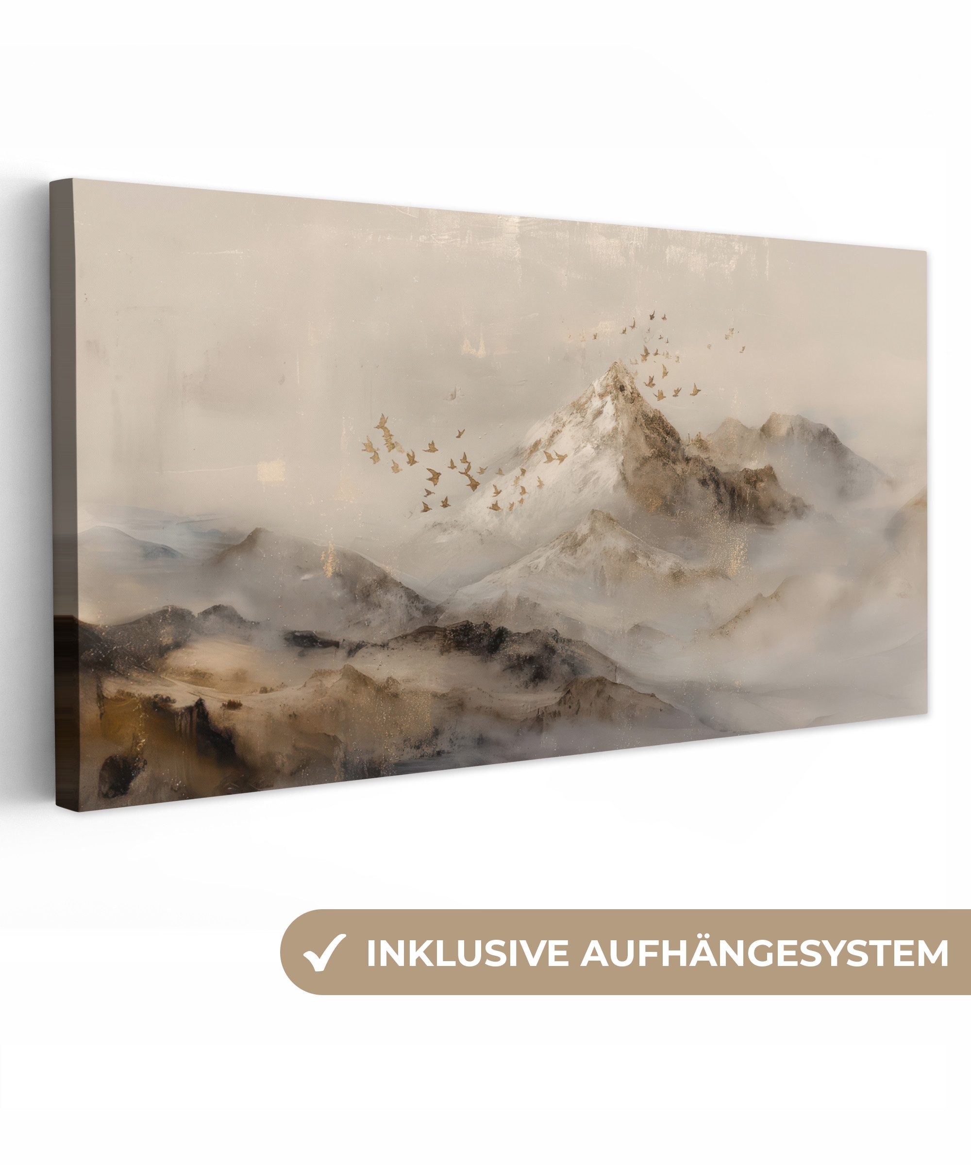 OneMillionCanvasses® Leinwandbild Panorama Berglandschaft - Nebel günstig online kaufen