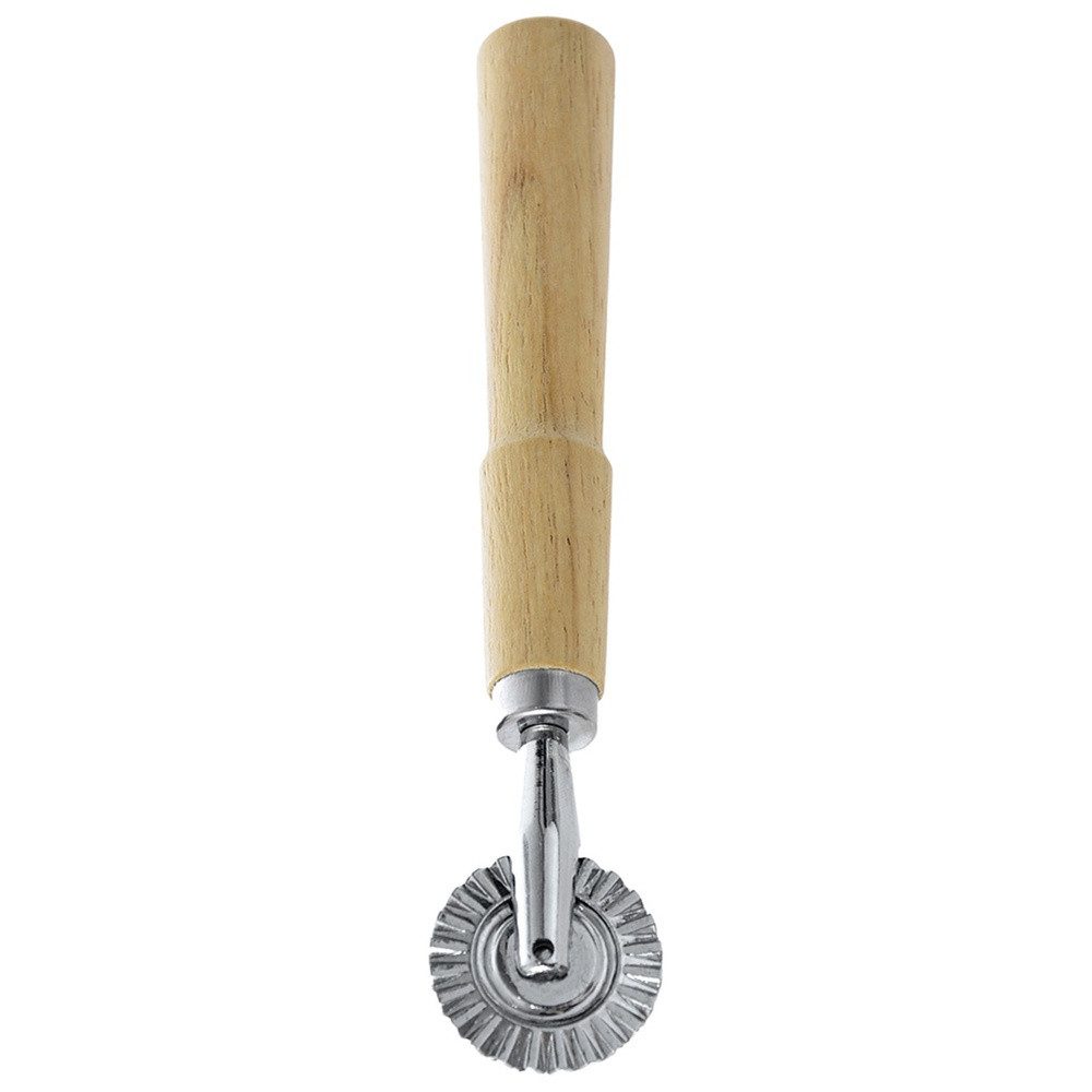 Orion Group Teigschneider mit Holzgriff und gewelltem Schneidrad, 16 cm lang, gewelltes Schneidrad, rostfrei, langlebig