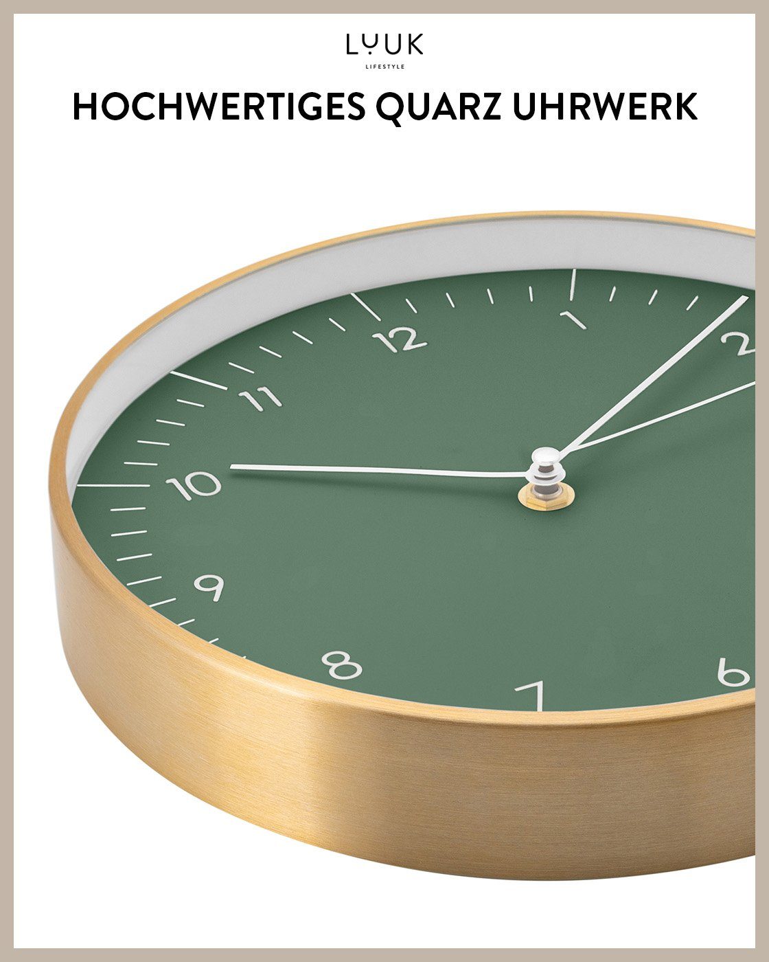 LUUK LIFESTYLE Wanduhr Helsinki (lautlos, ohne Ticken, großes Ziffernblatt, verschied. Größen)