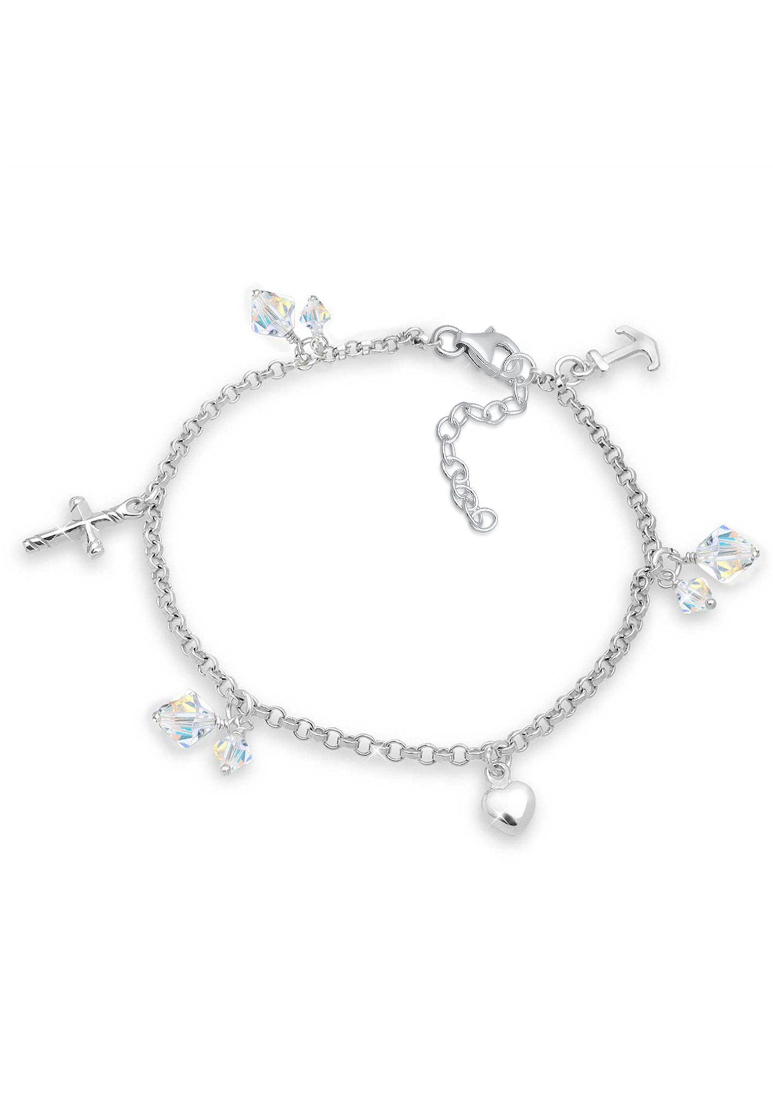 Elli Bettelarmband Kreuz Herz Anker mit Kristallen von Swarovski®925 Silber günstig online kaufen