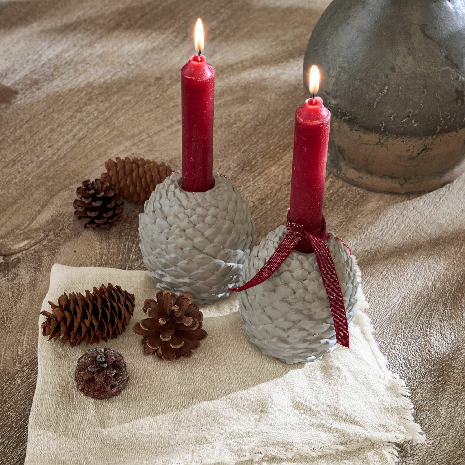 Mirabeau Kerzenständer Kerzenständer 2er Set Rianora grau