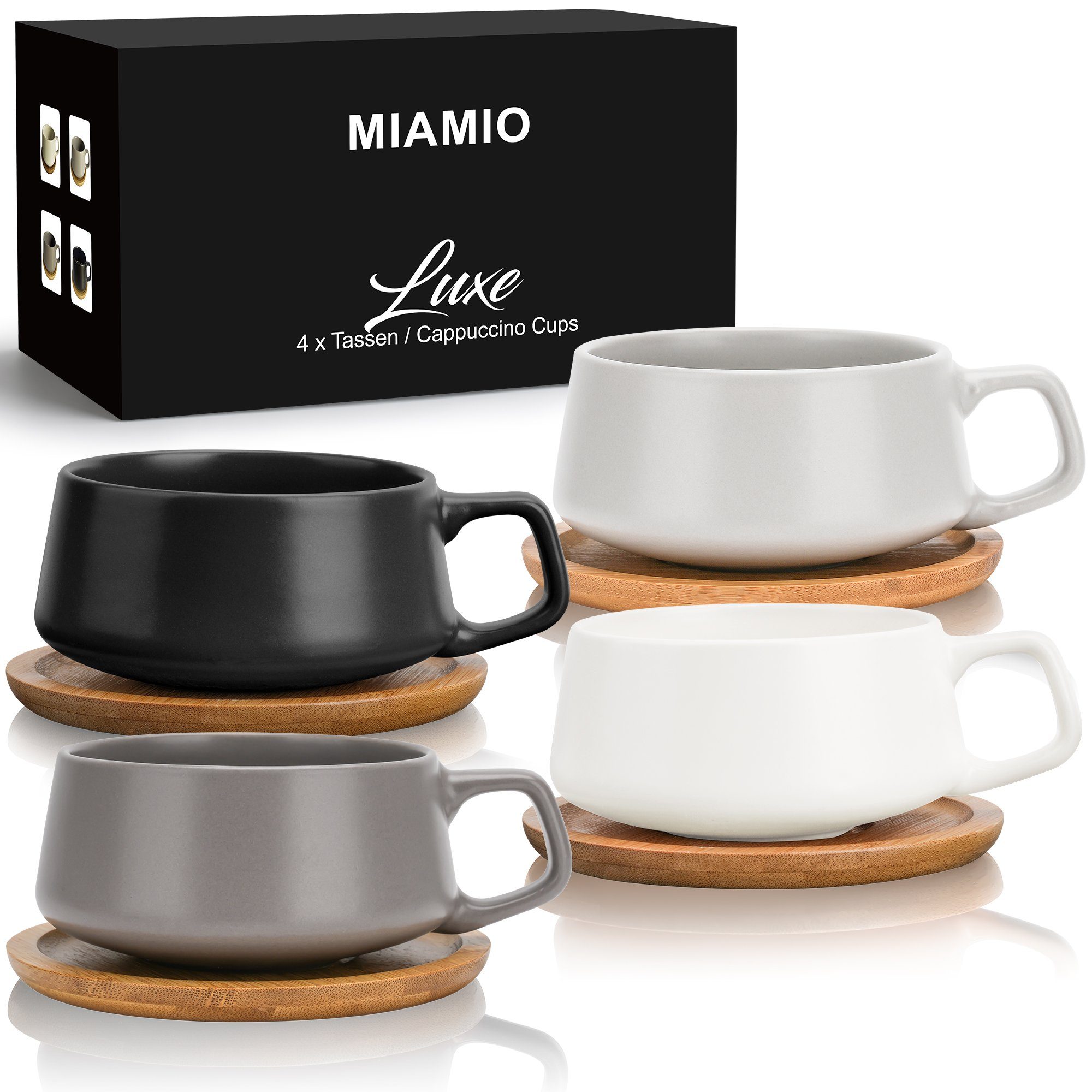 MiaMio Cappuccinotasse 4 x 320 ml Чашки капучіно Set, Cappuccino Чашки (Classic Pastell)