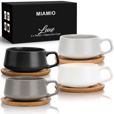 MiaMio Cappuccinotasse 4 x 320 ml Cappuccinotassen Set, Cappuccino Tassen (Classic Pastell)