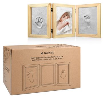 Navaris Bilderrahmen zum Basteln Bilderrahmen mit Gipsabdruck für Hand- und Fußabdruck, 220x170mm, (1 St)