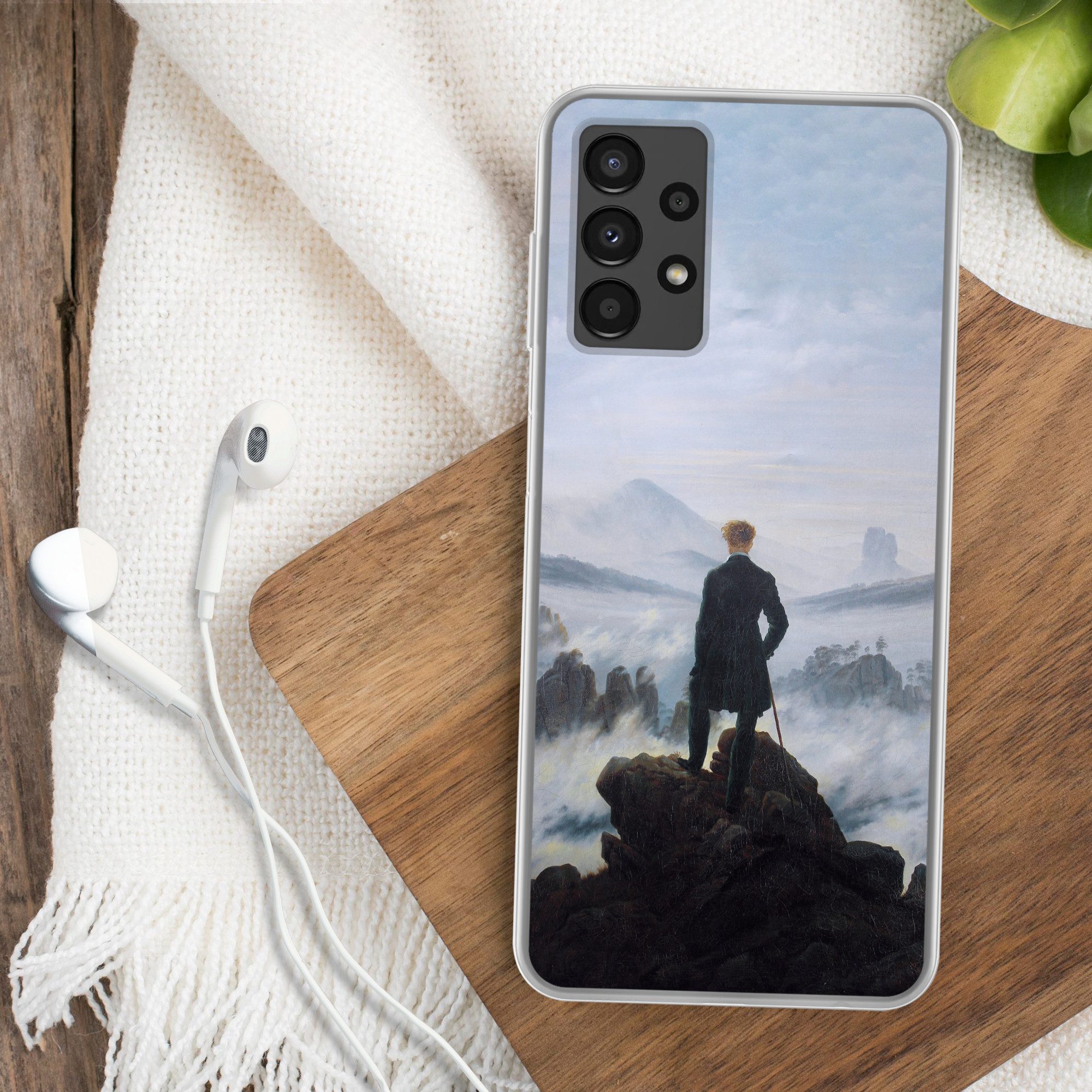 MuchoWow Handyhülle für Samsung Galaxy A13 4G Der Wanderer über dem Nebelmeer - Caspar Dav, Smartphone-Bumper, Print, Handy Schutzhülle Dünn