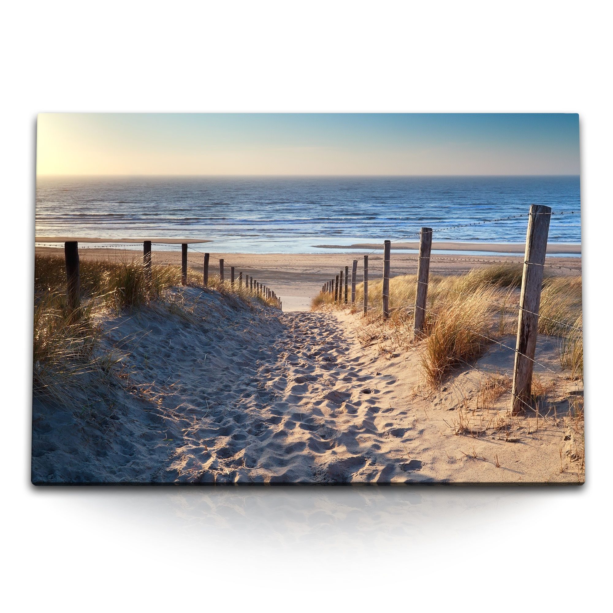 Sinus Art Leinwandbild 120x80cm Wandbild auf Leinwand Ostsee Deutschland Strand Sandstrand Me, (1 St)