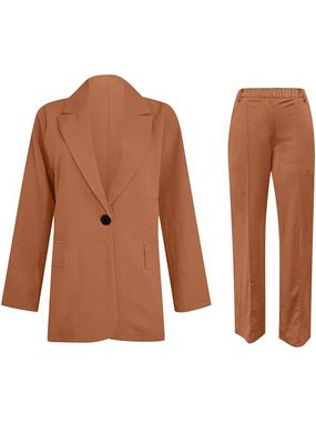 TOWAKIKI Blusenblazer Hosenanzug Damen Business Anzug Set 2-teilig Blazer Hose Outfit