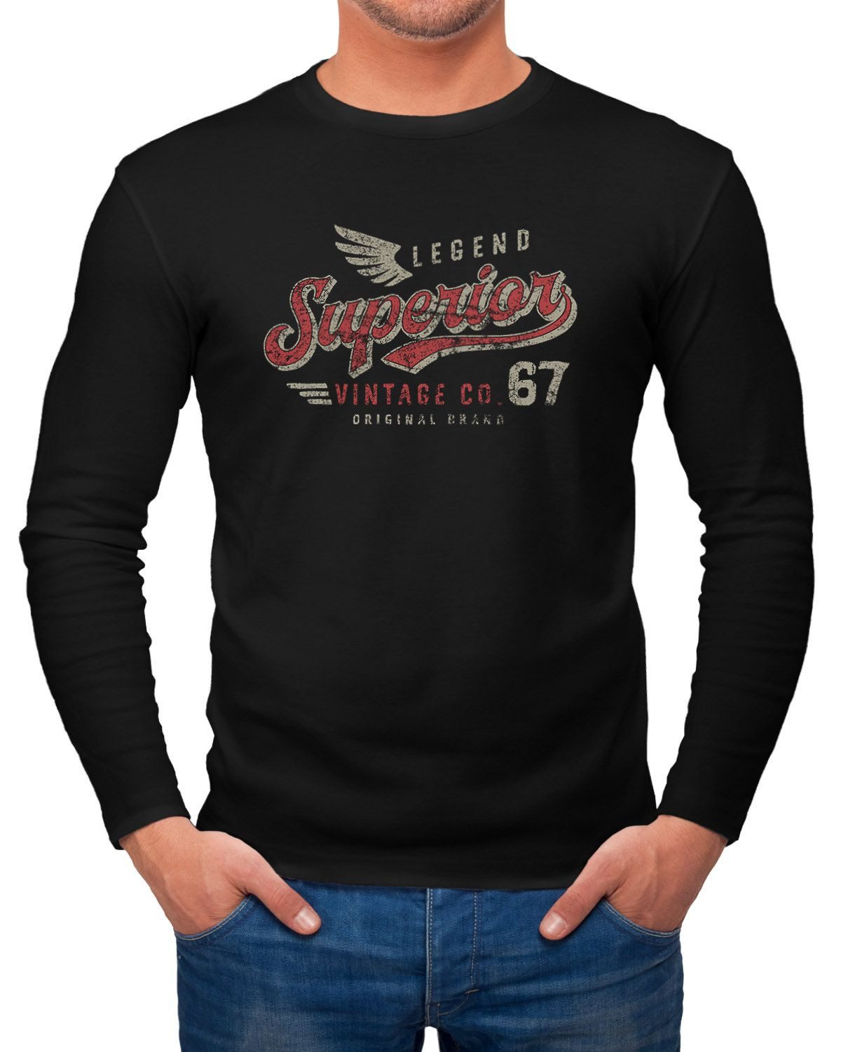 Neverless Longsleeve Herren Long-Sleeve Vintage Retro Motiv Schriftzug Supe günstig online kaufen