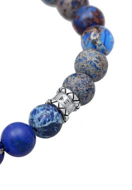 Kuzzoi Bead-Armband-Set Herren Achat Blau Beads Oxidiert 925er Silber, Kugel