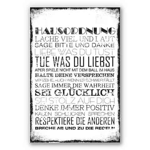 Wall-Art Wandbild Hausordnung, Hartschaum Wandschild Spruch