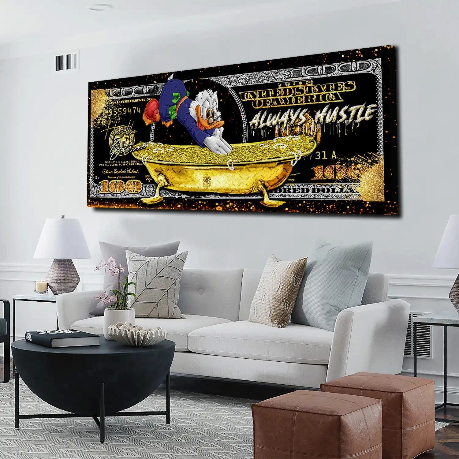 Artedinoi Leinwandbild Duck 100 Dollar Comic Leinwandbild Wandbild Dekorati günstig online kaufen