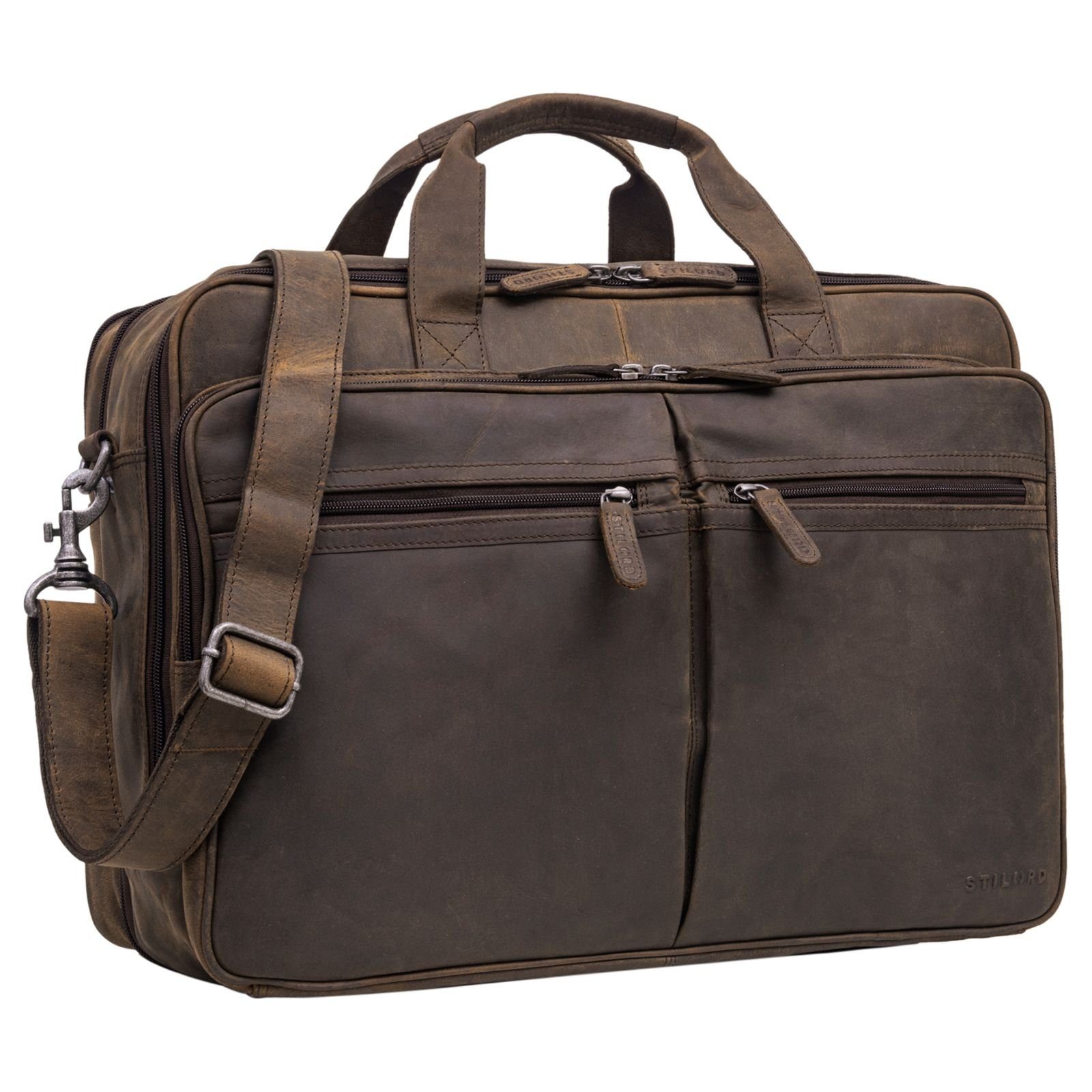 STILORD Laptoptasche "Gigantus" XXL Aktentasche Leder Laptoptasche