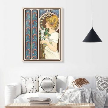 Posterlounge Acrylglasbild Alfons Mucha, Die Feder, dekorativ, Wohnzimmer Vintage Malerei