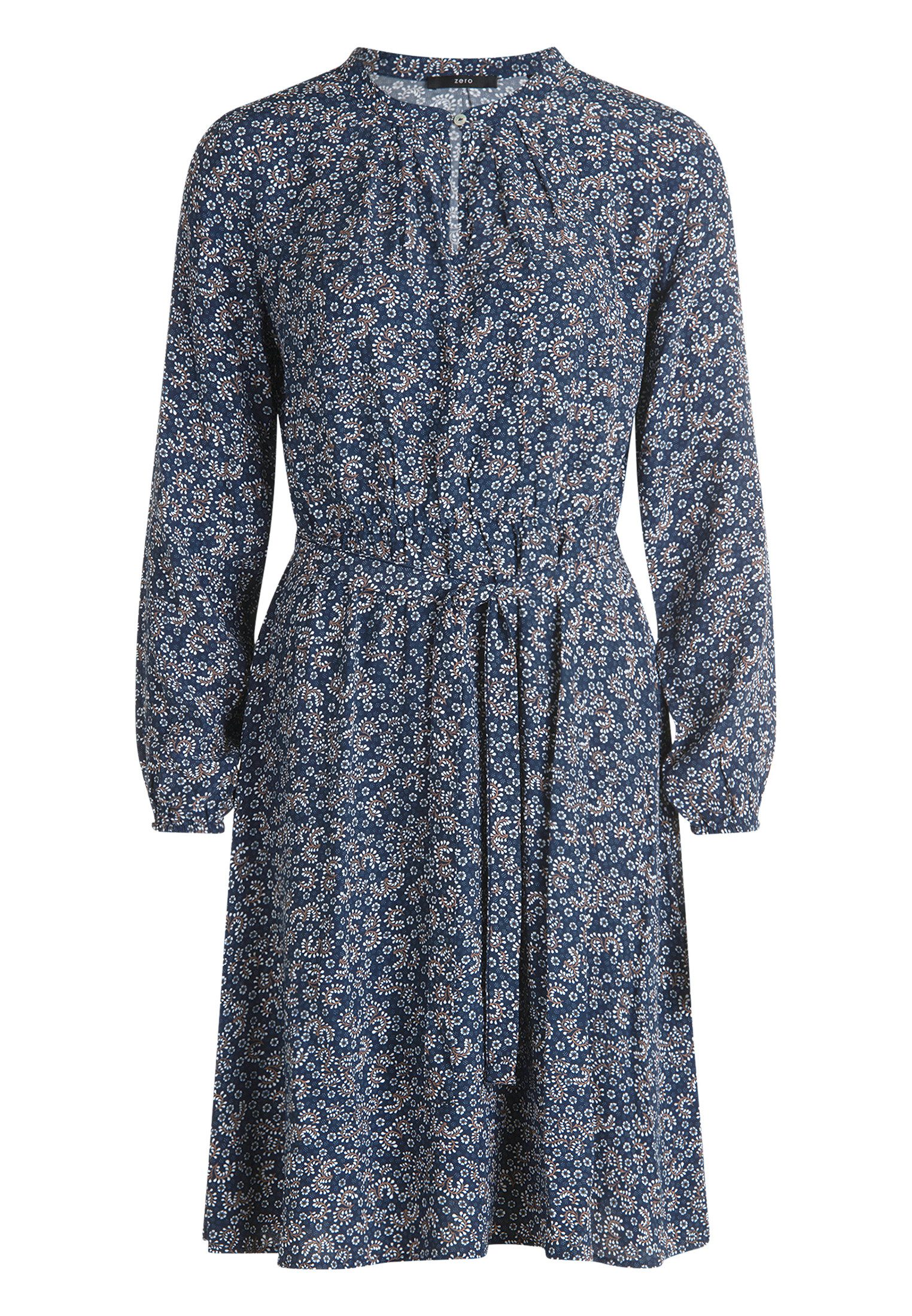 Zero Druckkleid Damen Crepè-Kleid mit Bindegürtel Gürtel günstig online kaufen