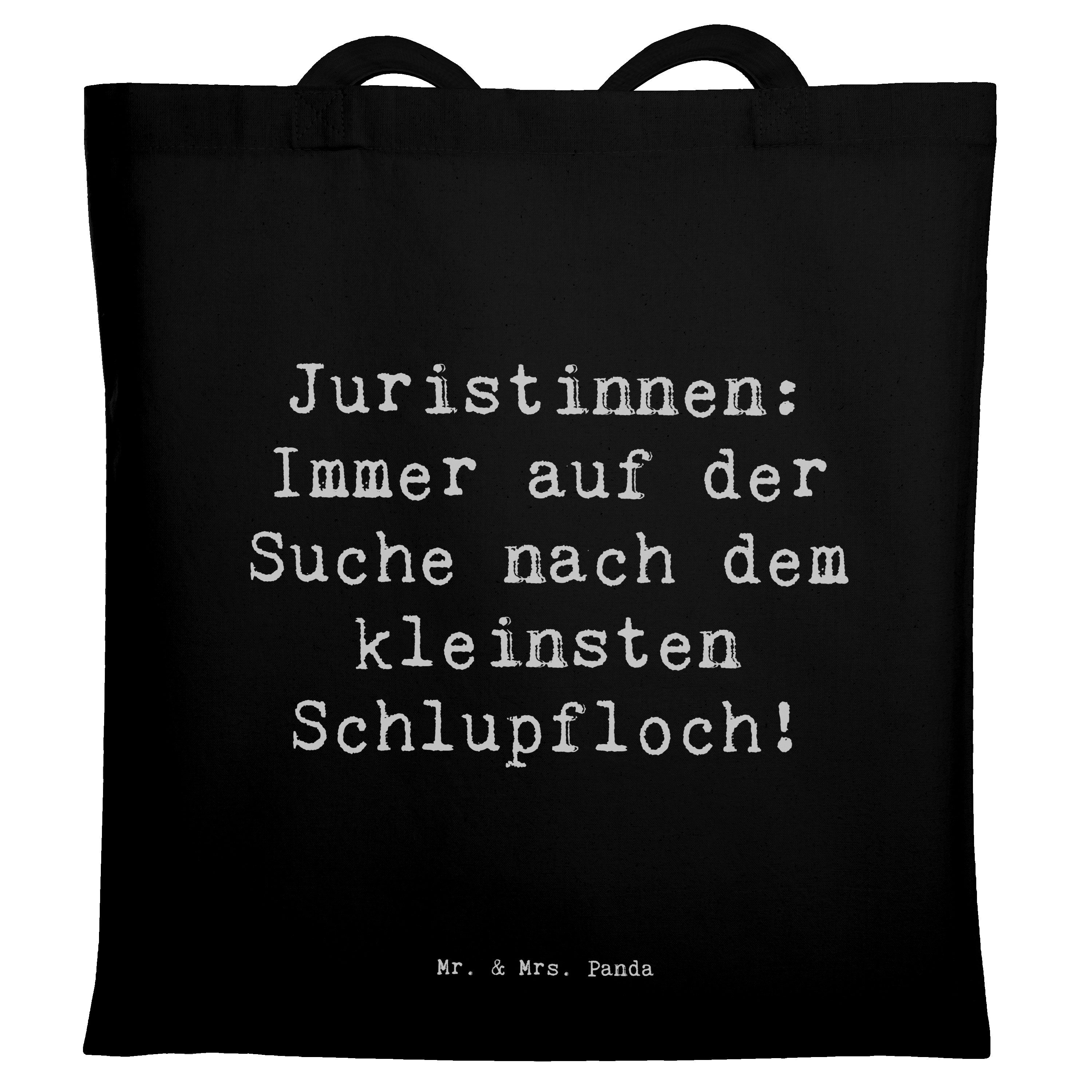 Tragetasche Spruch Juristin Schlupfloch - Schwarz - Geschenk, Rechtssystem, Umhän