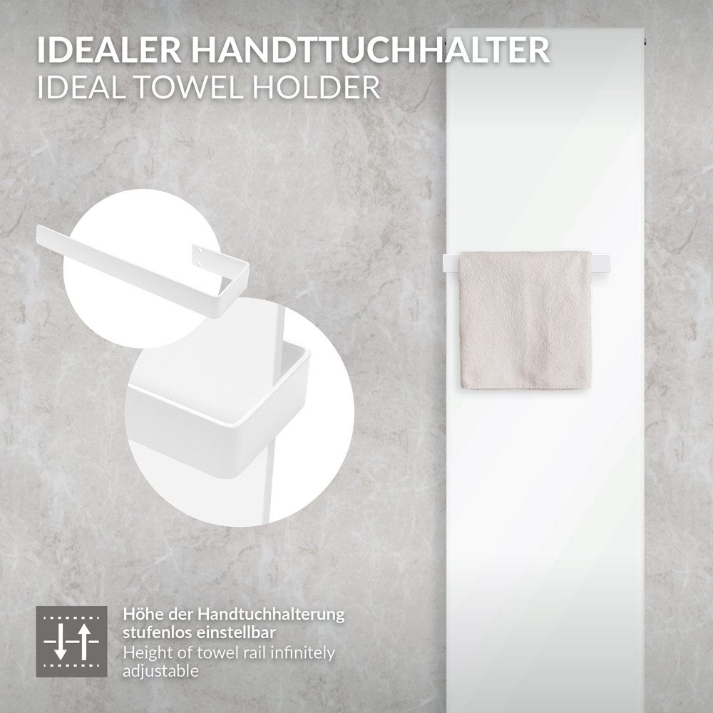LuxeBath Handtuchhalter Handtuchstange für Bad & Küche, Modernes Design, Wandmontage, Badetuchhalter 38 cm, Weiß, aus Stahl, Geschirrtuchhalter, Wandhalter