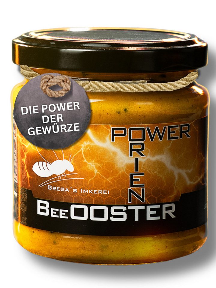 Grega´s Imkerei Honig Orient BeeOOSTER Power Honigzubereitung, 1 x 250 g, 1 St. (Glas, Honig mit Kurkuma, Schwarzkümmel, Zimt & Ingwer), Cremiger gewürzhonig aus deutscher Familienimkerei
