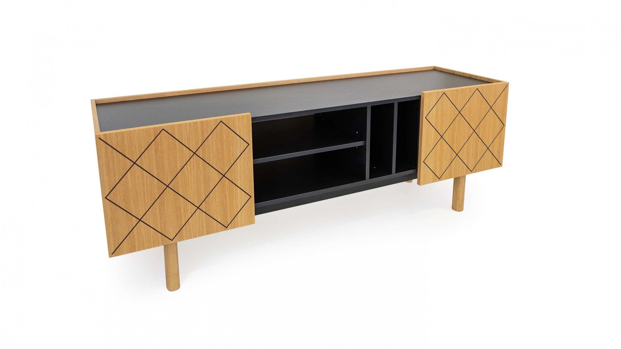 Woodman Sideboard Porto, Kommode, dekorative Fräsungen, mit Eichenholzfurnier, Breite 175 cm