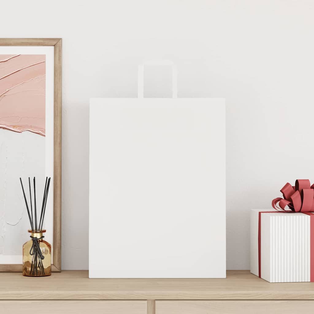 vidaXL Tragetasche, Papiertragetaschen 250 Stk. mit Henkeln Weiß 32x12x42 cm