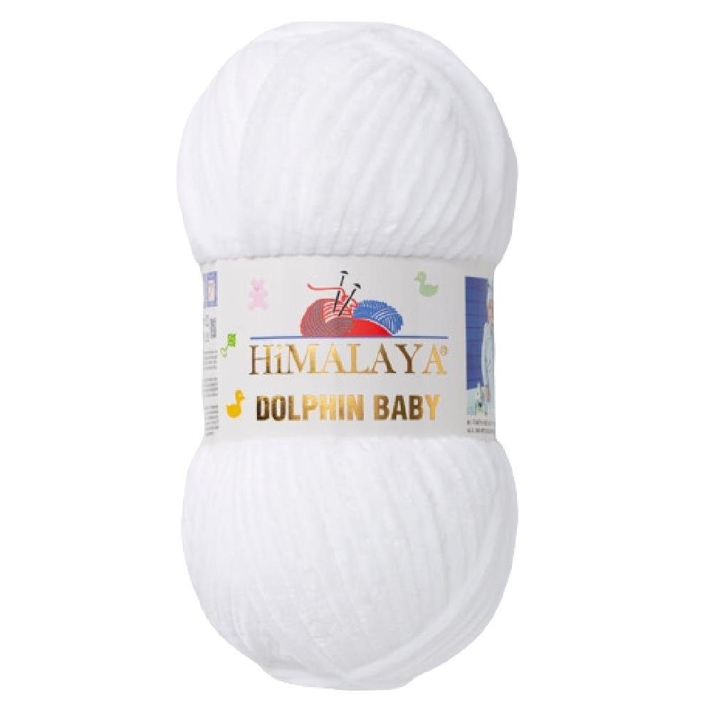 Häkelwolle Strickfein Himalaya Dolphin Baby Bulky Chenille Garn 80301 - Weiss