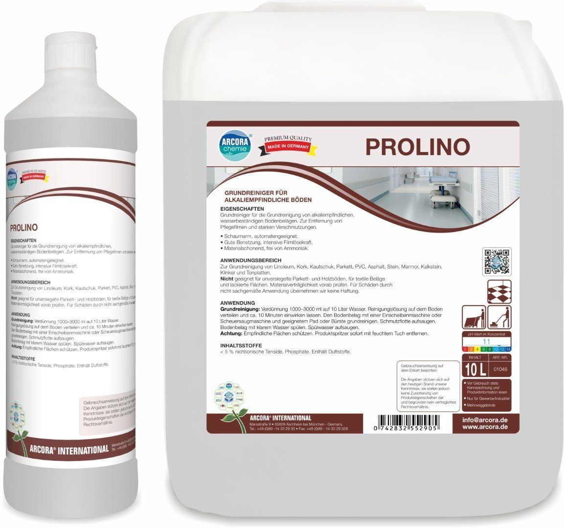 Liter, PROLINO, 10 Liter) Arcora Grundreiniger Böden (1 ARCORA für Grundreiniger alkaliempfindliche L 10
