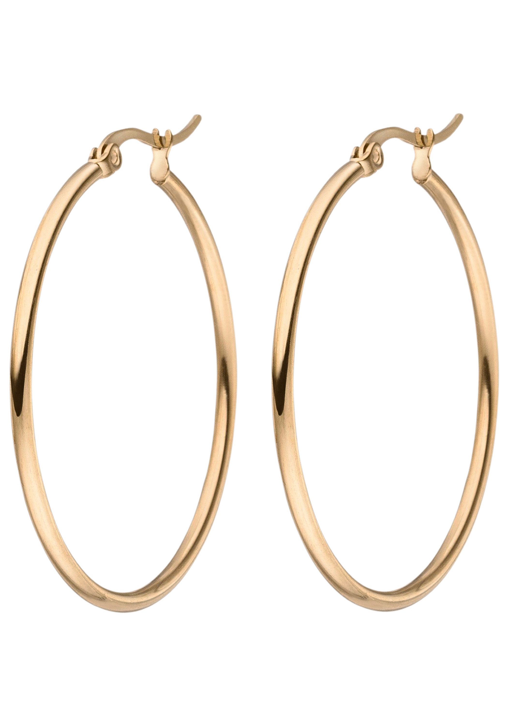 JOBO Paar Creolen, Edelstahl roségoldfarben beschichtet 40 mm