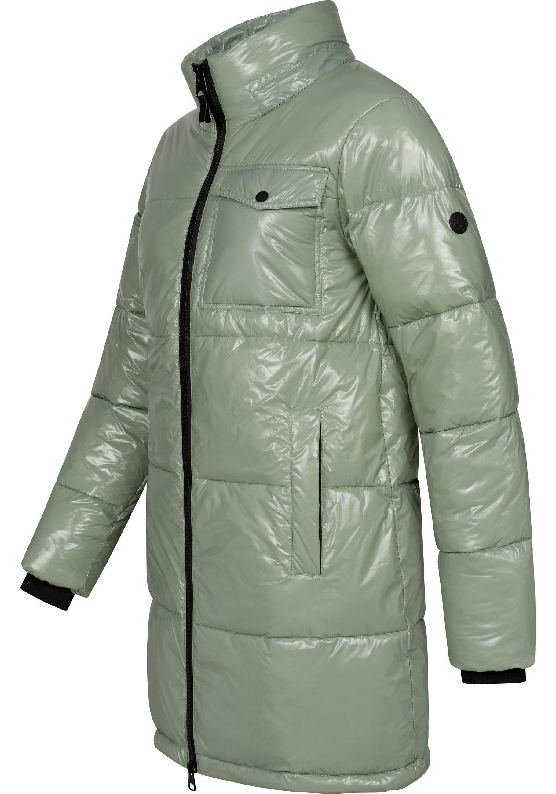 Ragwear Wintermantel Roobie Long super stylischer, gänzender Damen Steppmantel